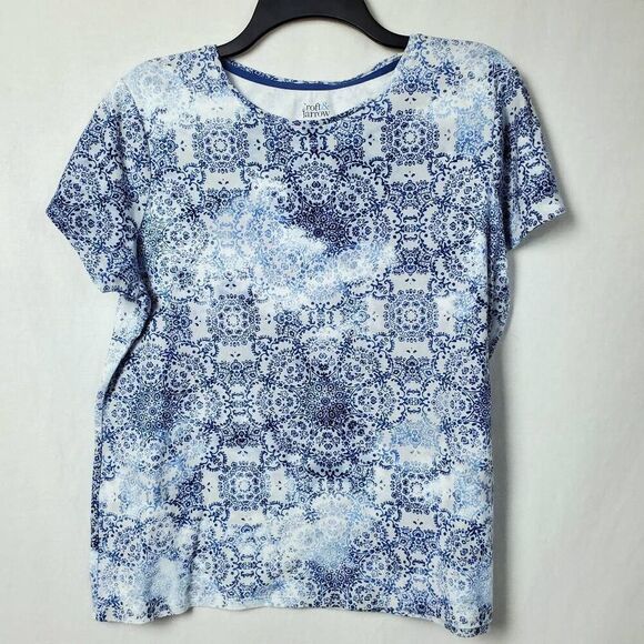 Croft & Barrow XL Blue Print SS T-Shirt - Picture 2 of 5